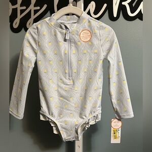 Carter’s Just One You Blue Lemon Long Sleeve Rashguard One-Piece Swimsuit NWT 2T